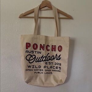 Poncho Austin Outdoors Canvas Tote Bag in Cream